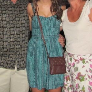 Spaghetti Strap Aztec Print Turquoise Dress